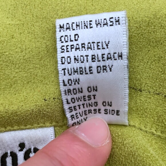 Vintage Chico’s Size 3 Button Front Blouse Shirt Lime Green Faux Suede Western - Picture 5 of 10